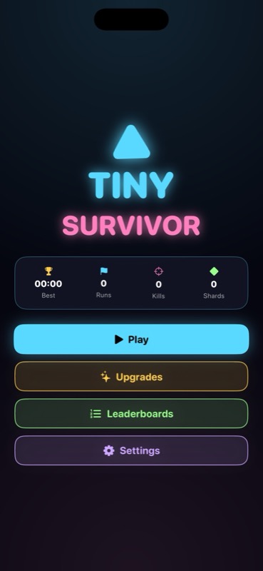 Tiny Survivor main menu screenshot